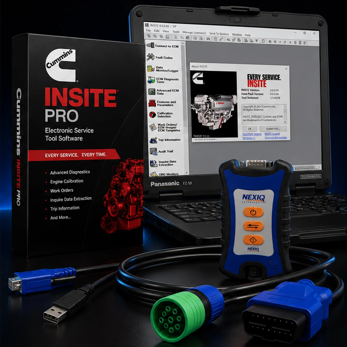Cummins INSITE Lite + NEXIQ USB-Link 3 + Refurbished FZ-55