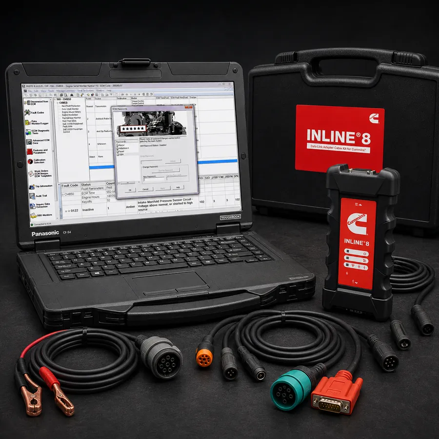 Cummins INSITE diagnostic laptop kit with Inline 8 adapter and cables